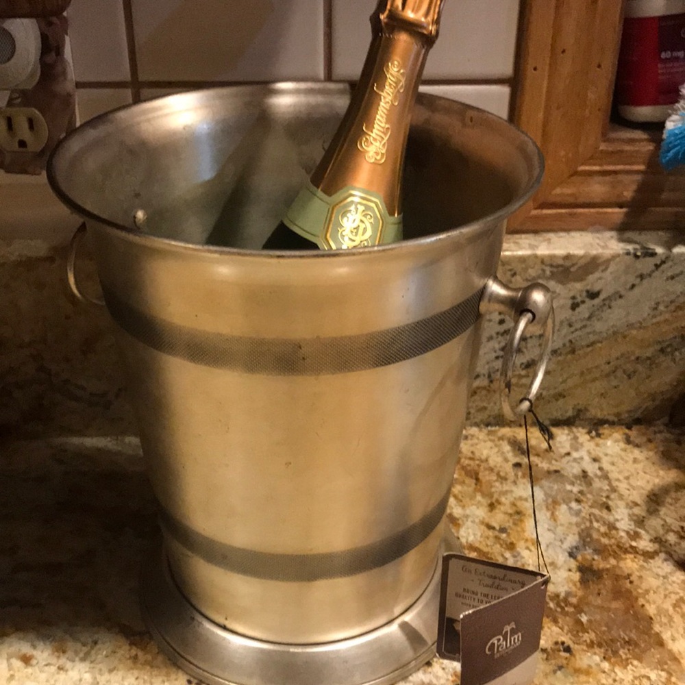 Palm Brushed Antique Silver Champagne bucket